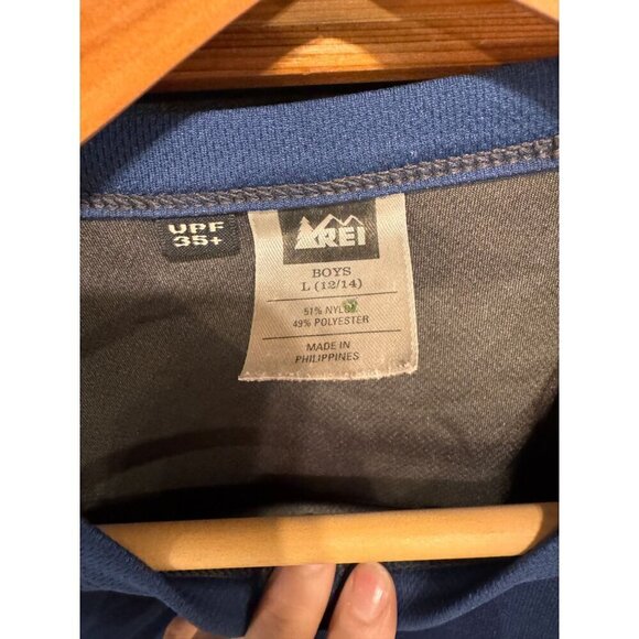 REI Boys Long Sleeve UPF 35+ Shirt L Nylon & Polyester Blue Size L 12-14 - Picture 3 of 7